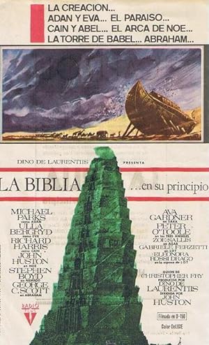 LA BIBLIA EN SU PRINCIPIO. JOHN HUSTON, AVA GARDNER. GRANDE. CINE CAPITOL, TARRAGONA 1968 (Cine/F...