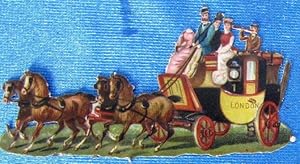 CROMO TROQUELADO. COCHE CON CABALLOS Y PERSONAS. FINALES SIGLO XIX. (Coleccionismo Papel/Cromos y...