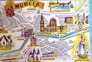 POSTAL PLANO MONUMENTAL Y OTROS DE MURCIA. FRESMO O FRESNO, 1964. (Postales/España Moderna (desde...