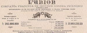 PAPEL SECANTE L'UNION. COMPAÑIA FRANCESA DE SEGUROS CONTRA INCENDIOS. ANTERIOR A 1905. (Coleccion...
