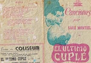 EL ÚLTIMO CUPLE. DOBLE. CINE COLISEUM (TARRAGONA) SARA MONTIEL. LETRAS DE LAS CANCIONES EN INTERI...