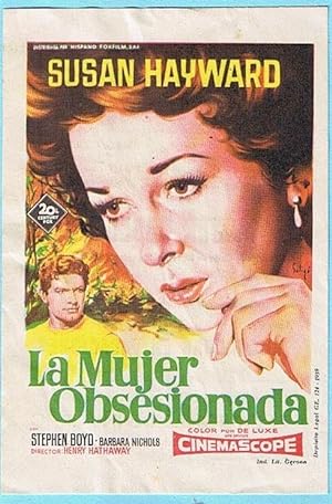 LA MUJER OBSESIONADA. SUSAN HAYWARD. STEPHEN BOYD. SOLIGO. CINE COLISEUM, TARRAGONA 1960 (Cine/Fo...