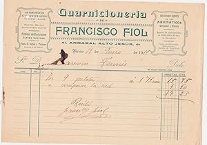 RECIBO. GUARNICIONERÍA DE FRANCISCO FIOL. MICHELIN, CONTINENTAL. REUS, 1911 (Coleccionismo Papel/...