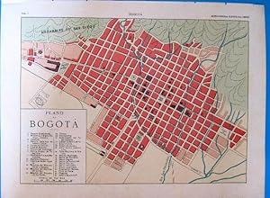 PLANO DE BOGOTÁ, COLOMBIA. ENCICLOPEDIA ILUSTRADA SEGUÍ, 1905/10'S (Coleccionismo Papel/Mapas con...