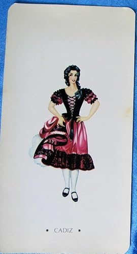 LÁMINA CON MUJER Y TRAJE TÍPICO DE CÁDIZ. REGALO DE LABORATORIOS CASEN, ZARAGOZA, 1969. (Coleccio...