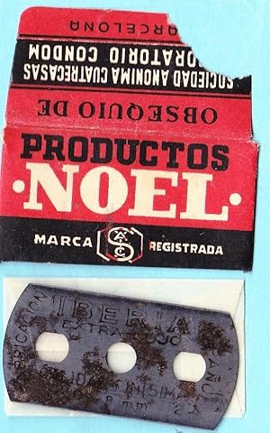 HOJA DE AFEITAR. PRODUCTOS NOEL. OBSEQUIO DE SOCIEDAD ANONIMA CUATRECASAS. LABORATORIO CONDOM, S/...