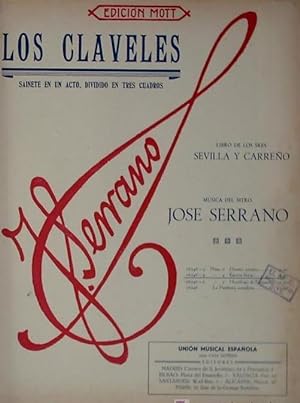 PARTITURA LOS CLAVELES. Nº 4. ESCENA LÍRICA, ROSA. U.M.E. 1929, CON TAMPÓN 1940. (Música, Discos....