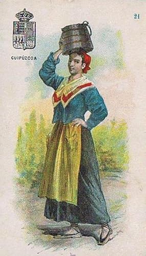 Imagen del vendedor de MUJER DE GUIPZCOA. CROMOLITOGRAFIA DE LUIS LABARTA. PRINCIPIOS DEL SIGLO XX. CHOCOLATE JAIME BOIX. (Postales/Espaa Antigua (hasta 1939)/Pais Vasco) a la venta por EL SABER S OCUPA LUGAR