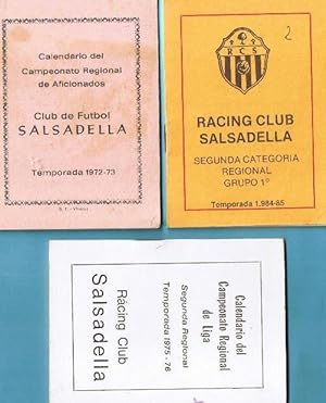 3 CALENDARIOS DEL CAMPEONATO REGIONAL. CLUB DE FÚTBOL SALSADELLA. CASTELLÓN. (Coleccionismo Depor...