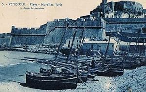 5. PEÑISCOLA. - PLAYA - MURALLAS NORTE. L. ROISIN, FOT. (Postales/España Antigua (hasta 1939)/Com...