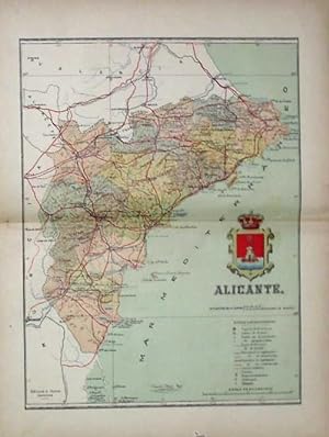 MAPA DE LA PROVINCIA DE ALICANTE. DEL ATLAS DE LAS PROVINCIAS. ANTONIO MARTÍN EDITOR. B, S/F. (Co...