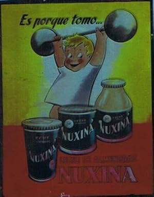 CLICHÉ DE PUBLICIDAD LECHE DE ALMENDRAS LUXINA. SIN FECHA. DÉCADA DE 1950? (Coleccionismo Objetos...