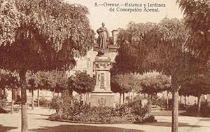 8. ORENSE. ESTATUA Y JARDINES DE CONCEPCION ARENAL. HELIOTIPIA DE KALLMEYER Y GAUTIER, MADRID. (P...