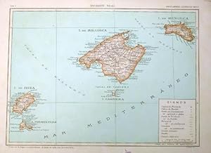 MAPA FÍSICO Y GEOLÓGICO DE LAS ISLAS BALEARES. ENCICLOPEDIA. ILUST. SEGUÍ, 1905/10. (Coleccionism...