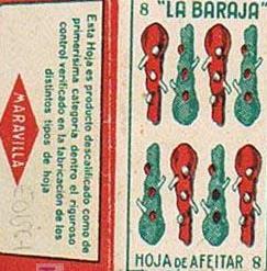 HOJA DE AFEITAR LA BARAJA. 8 DE BASTOS. (Antigüedades/Antigüedades Técnicas y Científicas/Barberí...