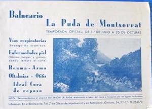 BALNEARIO LA PUDA DE MONTSERRAT. DÍPTICO GRÁFICAS OLESA. S/F (Coleccionismo Papel/Folletos de Tur...