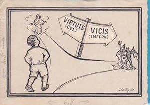 VICIS I VIRTUTS. ILUSTRACIÓN ORIGINAL PARA LIBRO INFANTIL FIRMADO POR CALATAYUD. AÑOS 20-30 (Arte...