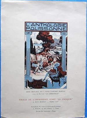 CARTEL L'ANTOLOGIE POLISSONNE. GRABADO DE ANDRÉ MARGAT. ART DECO. EDITIONS LA CARAVELLE, 1927. (C...