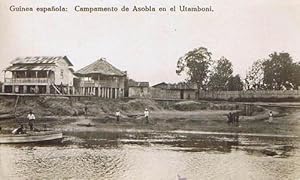 GUINEA ESPAÑOLA: CAMPAMENTO DE ASOBLA EN EL UTAMBONI. POSTAL FOTOGRÁFICA, SIN FECHA. (Postales/Pa...