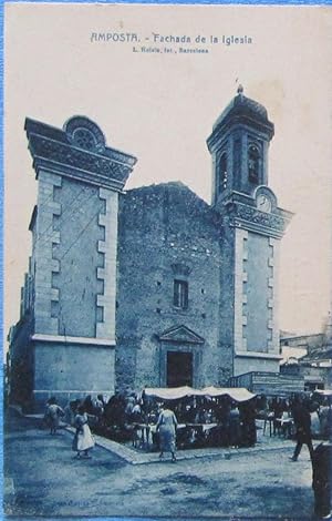 AMPOSTA. FACHADA DE LA IGLESIA. COLECCIÓN CASA VENTAS, AMPOSTA. L. ROISIN FOT, BARCELONA. (Postal...