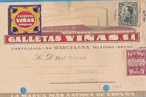 GALLETAS VIÑAS, S.A. BARCELONA. POSTAL COMERCIAL FIRMADA POR EL SR. VIÑAS. CIRCULADA EN 1931 (Pos...