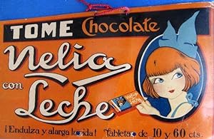 CARTEL CHOCOLATES CHOCOLATE NELIA. ORIGINAL DE CARTÓN. BARCELONA, DÉCADA DE 1920. (Coleccionismo ...