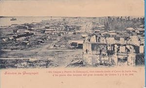 RÍO GUAYAS Y PUERTO DE GUAYAQUIL DESDE CERRO DE SANTA ANA, A POCOS DÍAS DEL GRAN INCENDIO DE 1896...