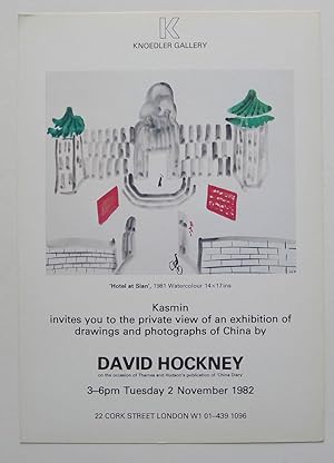 Immagine del venditore per Kasmin invites you to the private view of an exhibtion of drawings and photographs of China by David Hockney. Knoedler Gallery, London 3-6pm Tuesday 2 November 1982. venduto da Roe and Moore