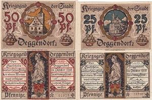 Kriegsgeld Deggendorf. 2 Gutscheine über 25 und 50 Pfennig.