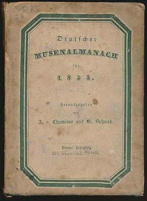 Bild des Verkufers fr Deutscher Musen-Almanach fr das Jahr 1833. Vierter Jahrgang. Mit Chamisso s Bildni. zum Verkauf von Antiquariat Lenzen