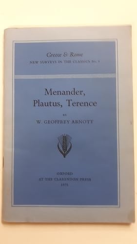 Immagine del venditore per Meneder, Plautus, Terence (Greece and Rome New Surveys in the classics No. 9 venduto da Cambridge Rare Books