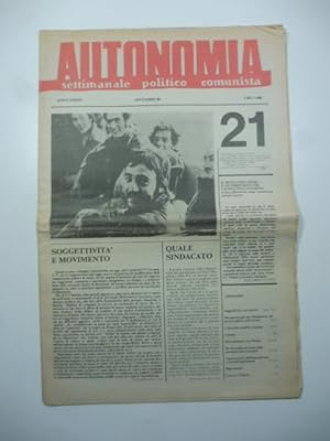 Bild des Verkufers fr Autonomia. Settimanale politico comunista. A. terzo. Dicembre 80 zum Verkauf von Coenobium Libreria antiquaria