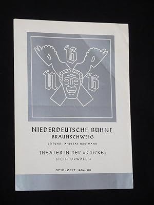 Immagine del venditore per Programmzettel Niederdeutsche Bhne Braunschweig/ Theater in der "Brcke" 1984/85. NA ALL DE JAHRN von Manfred Rssler. Insz.: Manfred Rssler. Mit Klaus Scharenberg, Werner Drebes, Ursula Drebes, Bettina Granz, Klaus Lddecke, Andreas Hartmann, Burgi Walter, Gabriele Stockla, Volkmar Scharenberg, Hella Rubehn, Jlse Jacobasch venduto da Fast alles Theater! Antiquariat fr die darstellenden Knste