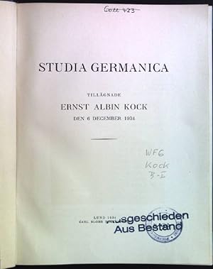 Bild des Verkufers fr Studia Germanica. zum Verkauf von books4less (Versandantiquariat Petra Gros GmbH & Co. KG)