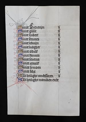 15th Century Dutch Manuscript leaf on Vellum