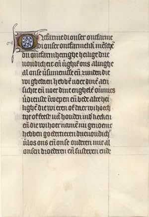 15th Century Dutch Manuscript leaf on Vellum (framed)
