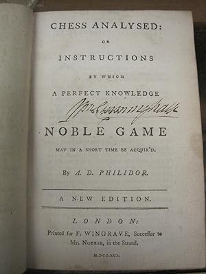 Seller image for Chess Analysed: or Instructions by Which a Perfect Knowledge of this Noble Game. A New Edition for sale by Stony Hill Books