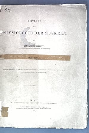 Bild des Verkufers fr Beitrge zur Physiologie der Muskeln; zum Verkauf von books4less (Versandantiquariat Petra Gros GmbH & Co. KG)