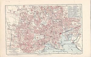 Christiana ( heutezutage Oslo ). 1 alter Orig.- Stadtplan