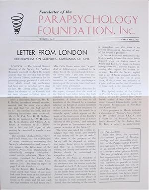 Image du vendeur pour Newsletter of the Parapsychology Foundation Inc. March- April, 1961 mis en vente par Ken Jackson