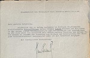 Seller image for Masch. Brief mit eigenh. U. for sale by Eberhard Kstler Autographen&Bcher oHG