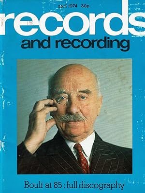 Seller image for BOULT DISCOGRAPHY. (In Records and Recordings April 1974. Vol 17 No 7 Issue no 199). for sale by Blue Mountain Books & Manuscripts, Ltd.