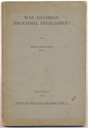 Bild des Verkufers fr War Nachman Krochmal Hegelianer? zum Verkauf von Johann Nadelmann Antiquariat