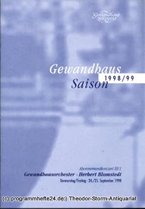 Programmheft Gewandhausorchester Abonnementkonzert III / 1. Blätter des Gewandhauses  Spielzeit ...