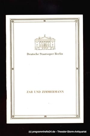 Programmheft Zar und Zimmermann. Komische Oper von Albert Lortzing. Sonnabend, den 4. Februar 1989