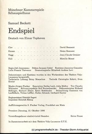 Seller image for Programmheft Endspiel von Samuel Beckett. Premiere Dienstag 15. Oktober 1996 Spielzeit 1996 / 97 Heft 2 for sale by Programmhefte24 Schauspiel und Musiktheater der letzten 150 Jahre