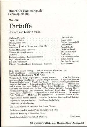 Seller image for Programmheft Tartuffe von Moliere. Premiere Samstag, 9. Dezember 1995 Spielzeit 1995 / 96 Heft 2 for sale by Programmhefte24 Schauspiel und Musiktheater der letzten 150 Jahre