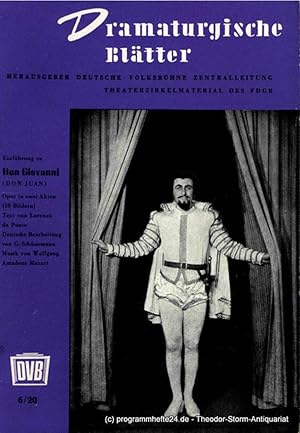 Dramaturgische Blätter. Einführung zu Don Giovanni ( Don Juan ). Theaterzirkelmaterial des FDGB 6...