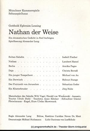 Seller image for Programmheft Nathan der Weise von Gotthold Ephraim Lessing. Premiere Sonntag 18. Dezember 1994. Spielzeit 1994 / 95 Heft 2 for sale by Programmhefte24 Schauspiel und Musiktheater der letzten 150 Jahre