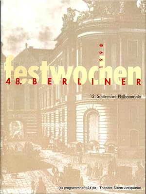 Immagine del venditore per Programmheft 48. Berliner Festwochen 1998. 13. September Philharmonie venduto da Programmhefte24 Schauspiel und Musiktheater der letzten 150 Jahre